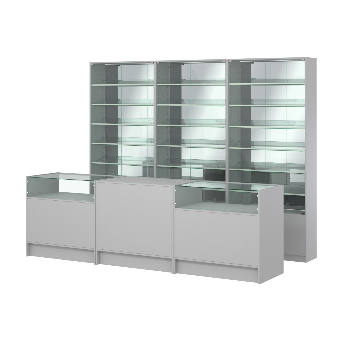Комплект витрин с наклонными полками SL-6 №12-2 и прилавков ЭК-2 Серый