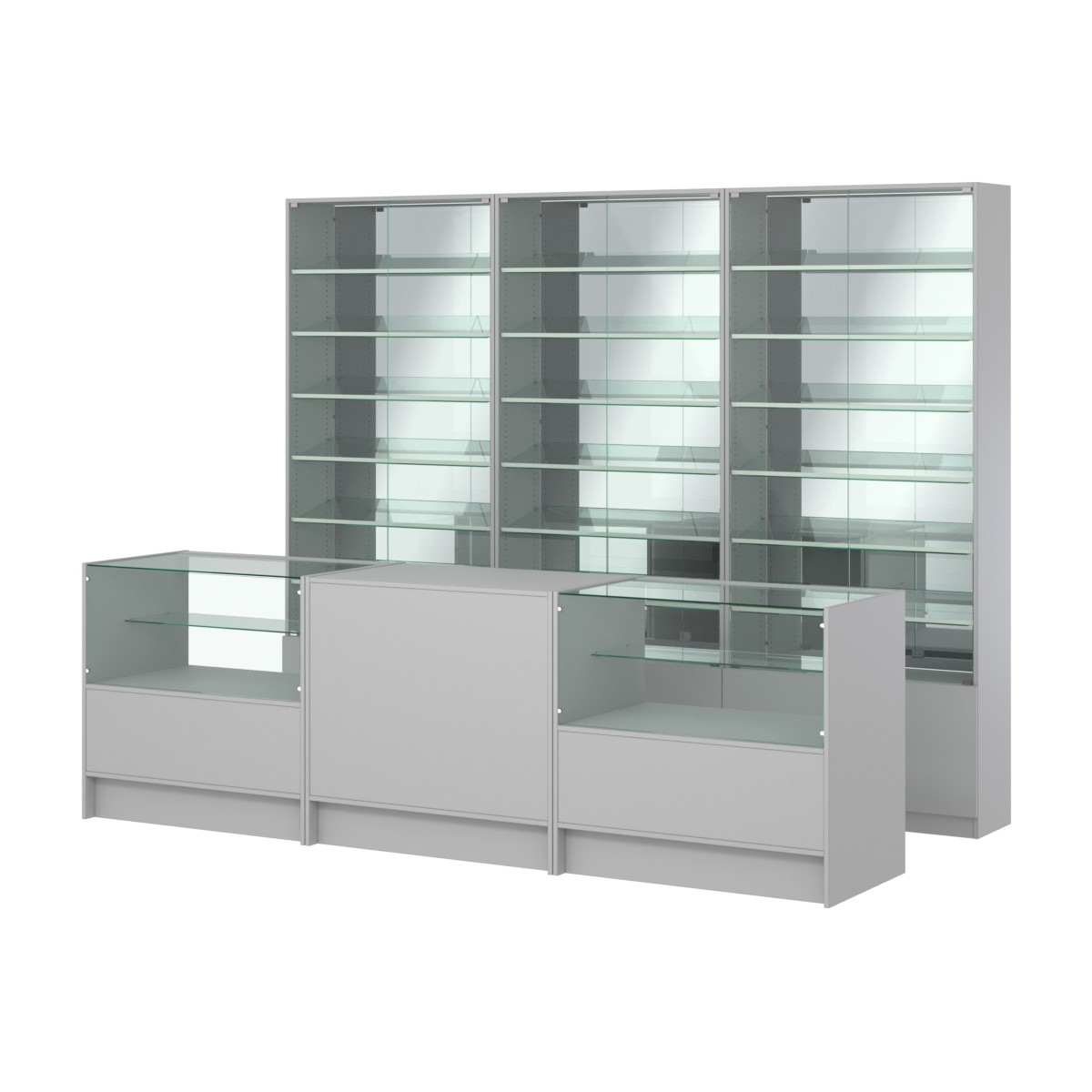 Комплект витрин с наклонными полками SL-6 №12-2 и прилавков ЭК-3 Серый