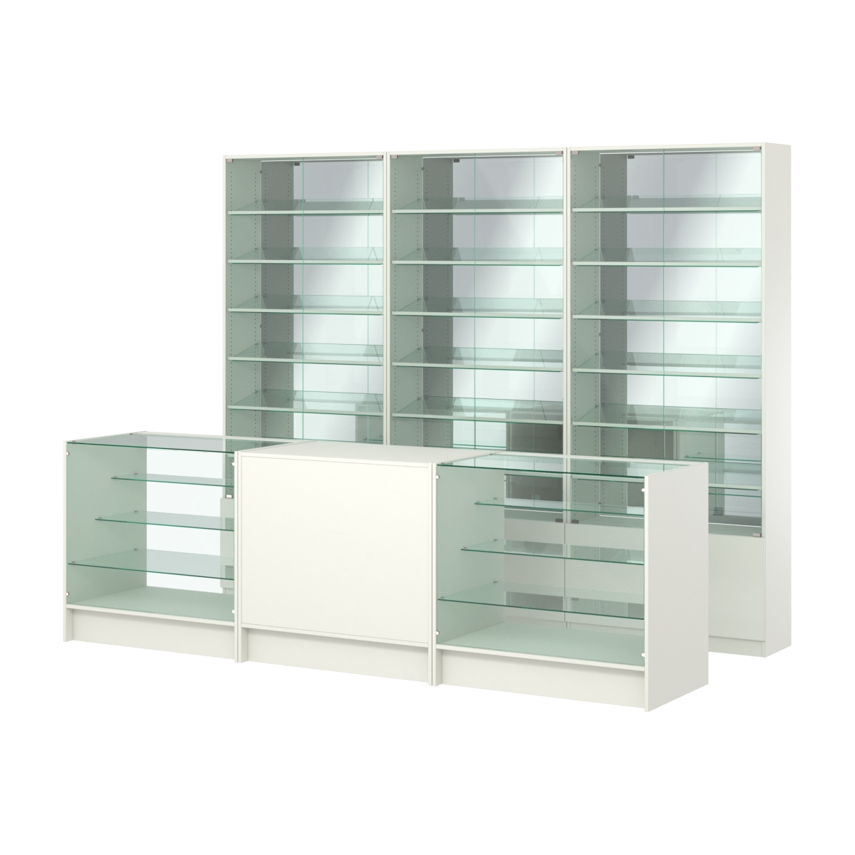 Комплект витрин с наклонными полками SL-6 №12-2 и прилавков ЭК-4 Белый