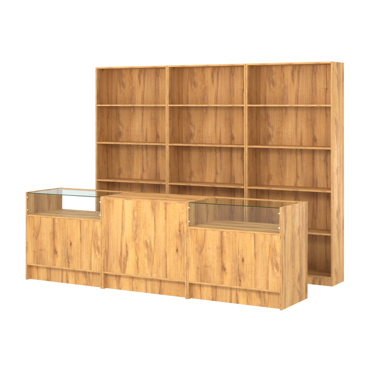 Комплект стеллажей ЭК-01 и прилавков ЭК-2 Дуб Золотистый