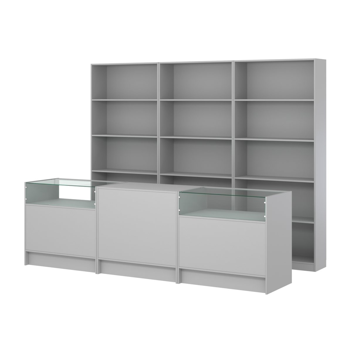 Комплект стеллажей ЭК-01 и прилавков ЭК-2 Серый