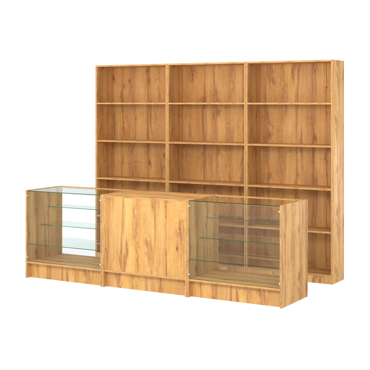 Комплект стеллажей ЭК-01 и прилавков ЭК-4 Дуб Золотистый