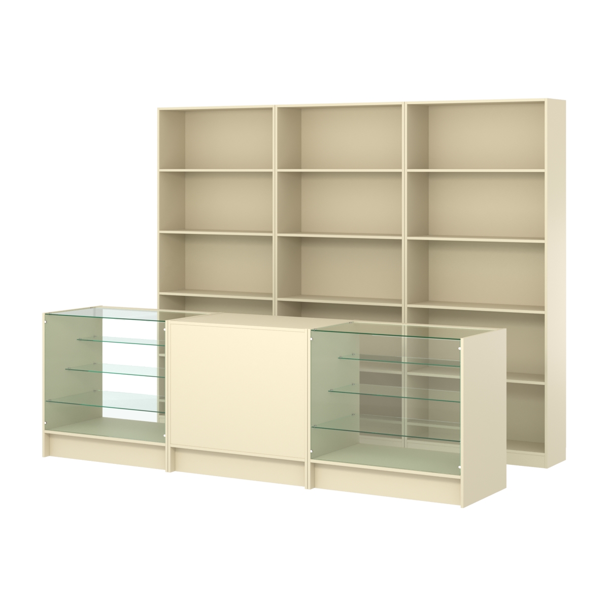 Комплект стеллажей ЭК-01 и прилавков ЭК-4 Крем Вайс