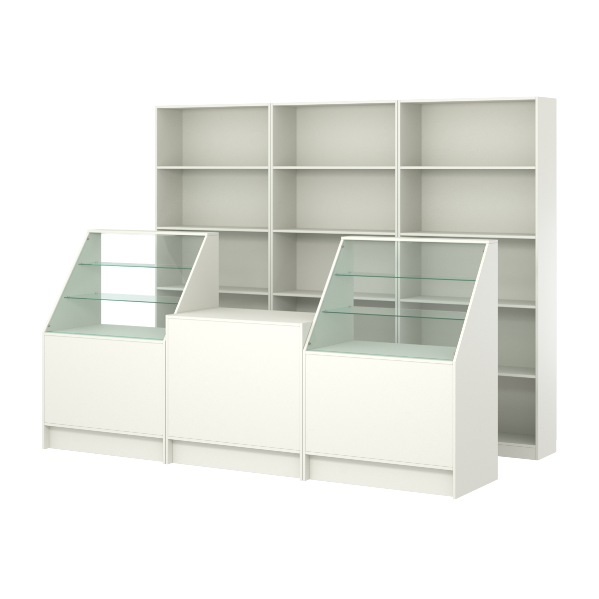 Комплект стеллажей ЭК-01 и прилавков ЭК-7 Белый