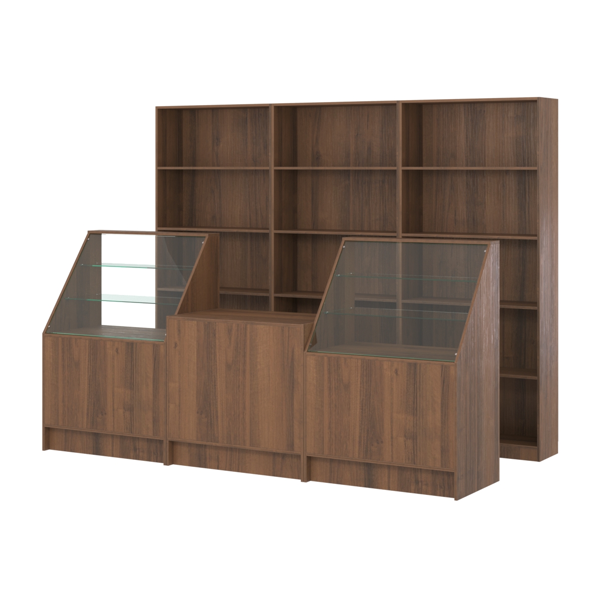 Комплект стеллажей ЭК-01 и прилавков ЭК-7 Орех