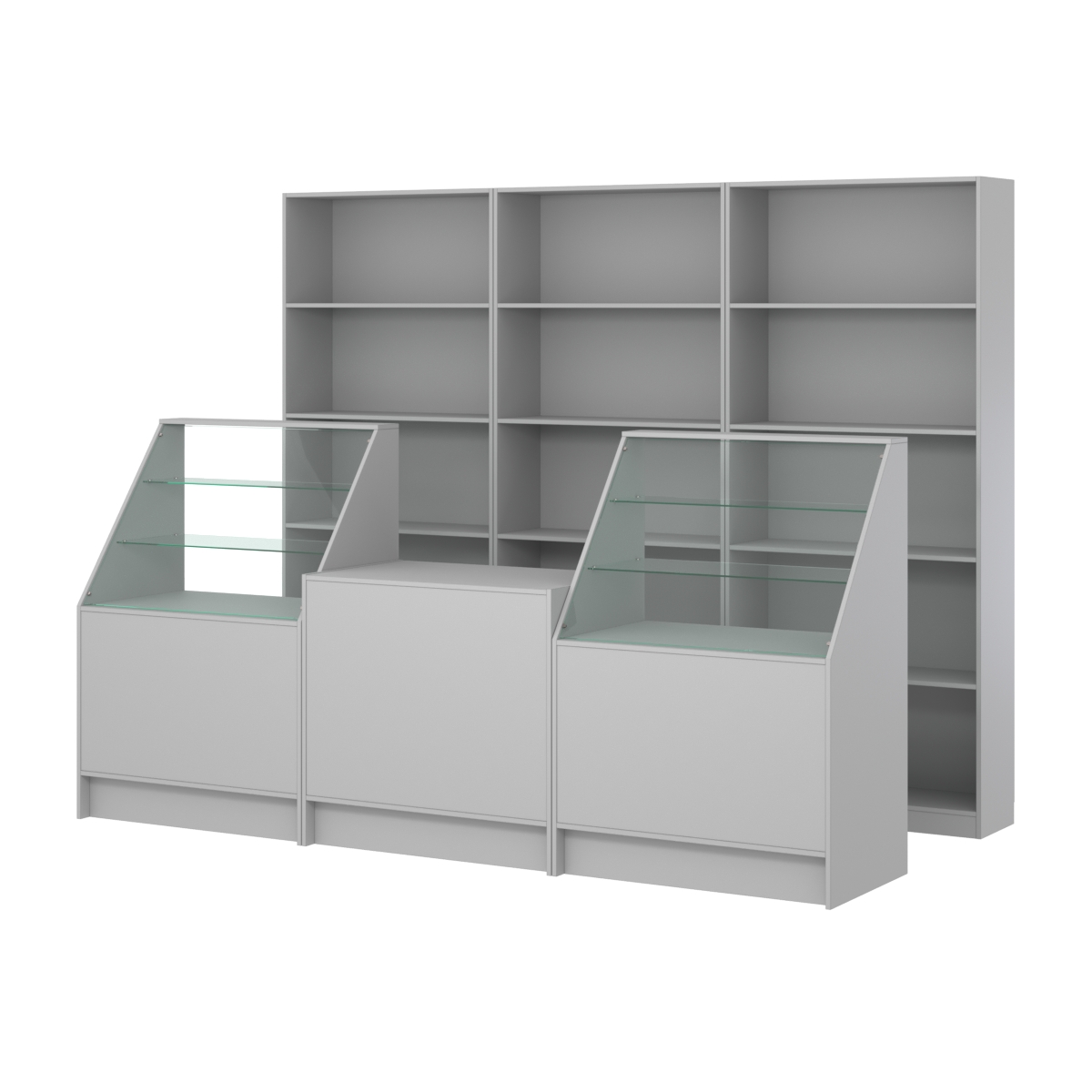 Комплект стеллажей ЭК-01 и прилавков ЭК-7 Серый