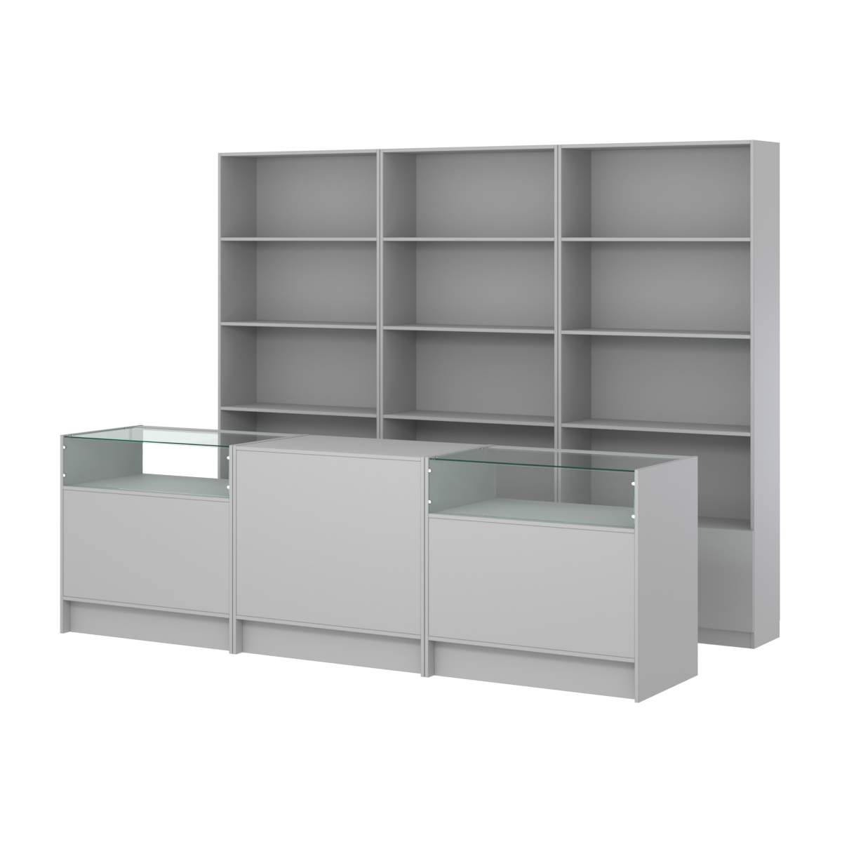 Комплект стеллажей ЭК-03 и прилавков ЭК-2 Серый