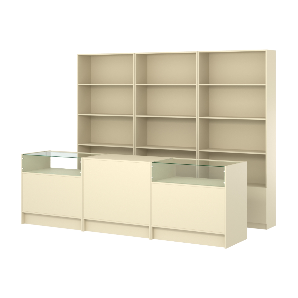 Комплект стеллажей ЭК-03 и прилавков ЭК-2 Крем Вайс