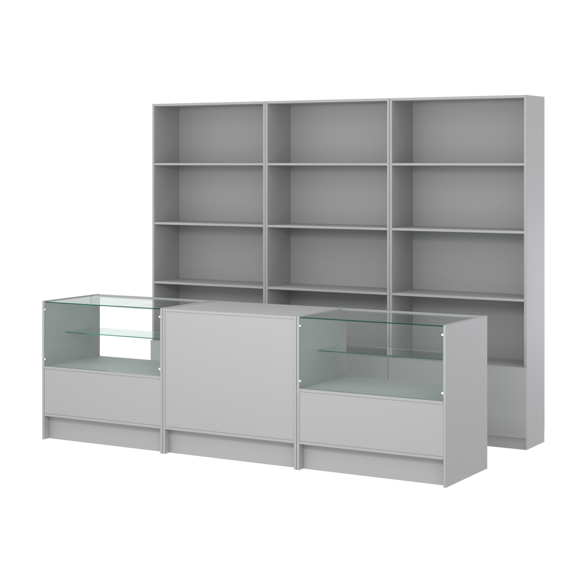 Комплект стеллажей ЭК-03 и прилавков ЭК-3 Серый