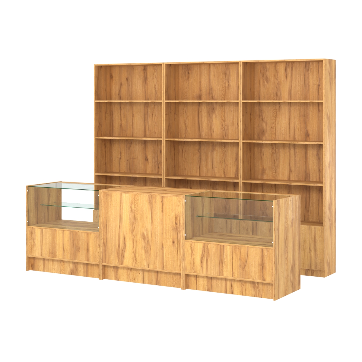 Комплект стеллажей ЭК-03 и прилавков ЭК-3 Дуб Золотистый