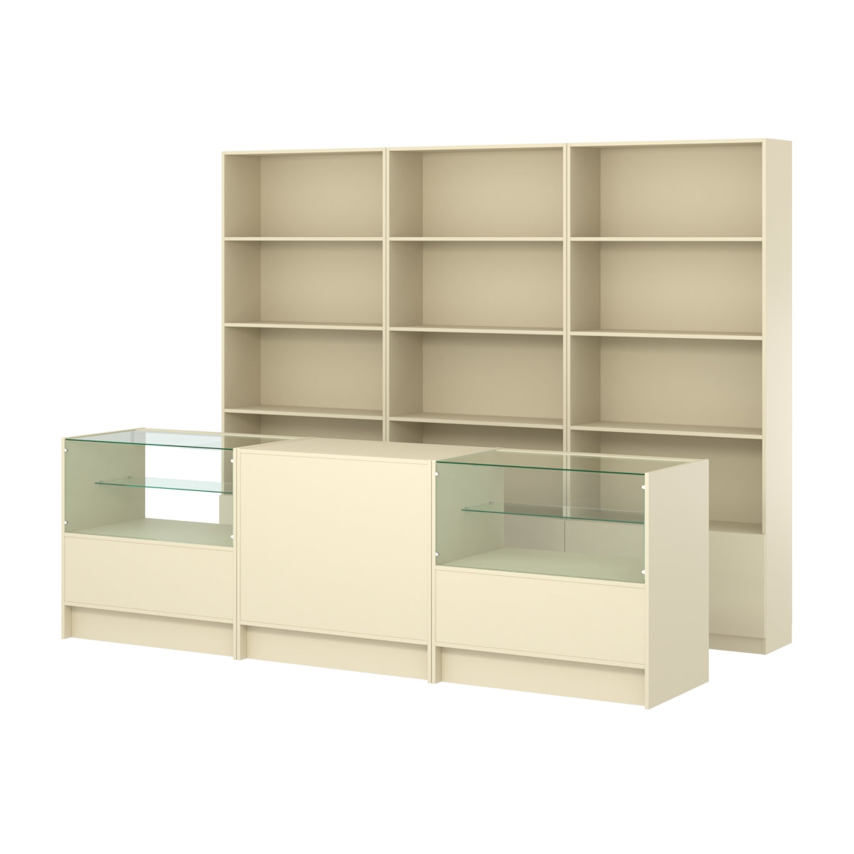 Комплект стеллажей ЭК-03 и прилавков ЭК-3 Крем Вайс