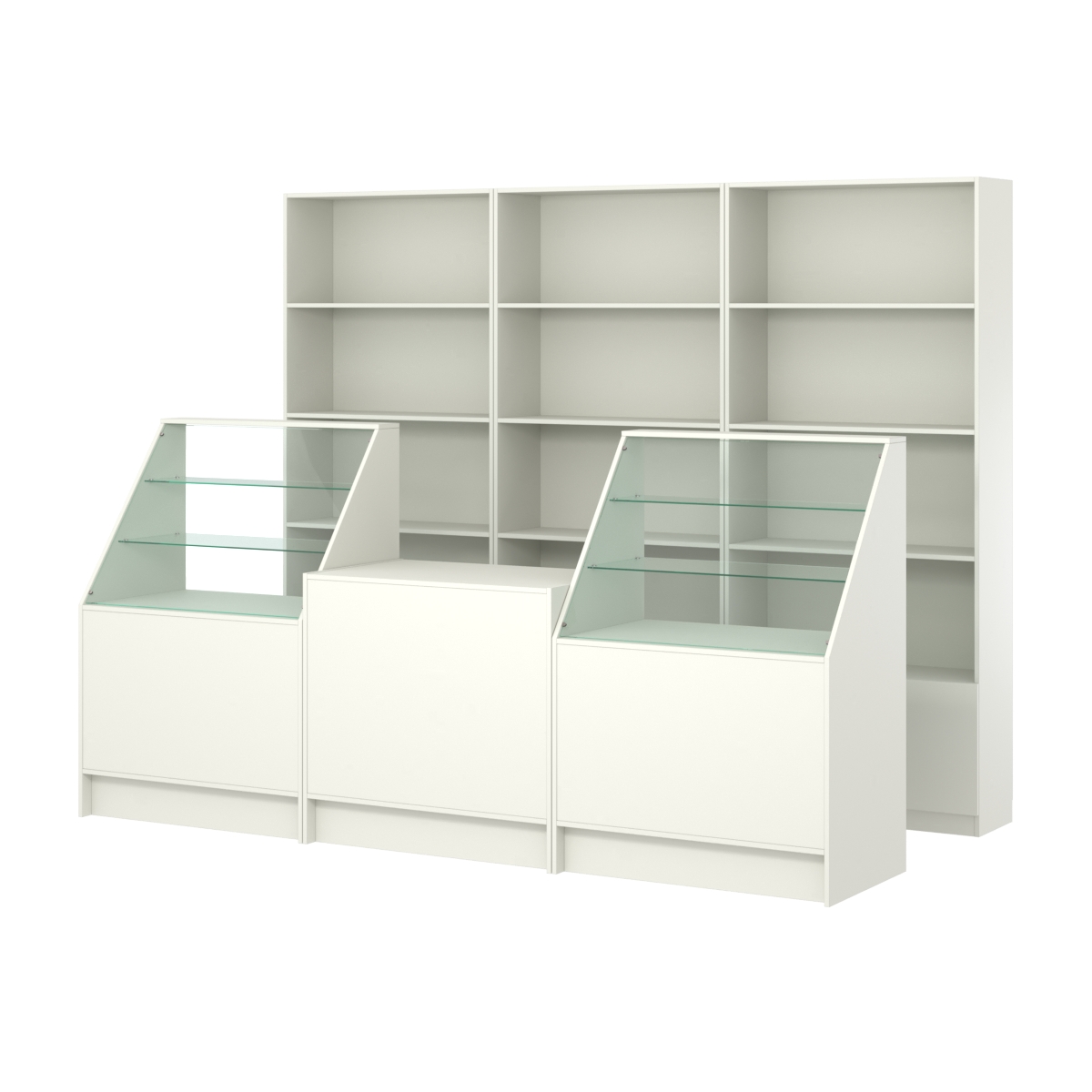 Комплект стеллажей ЭК-03 и прилавков ЭК-7 Белый