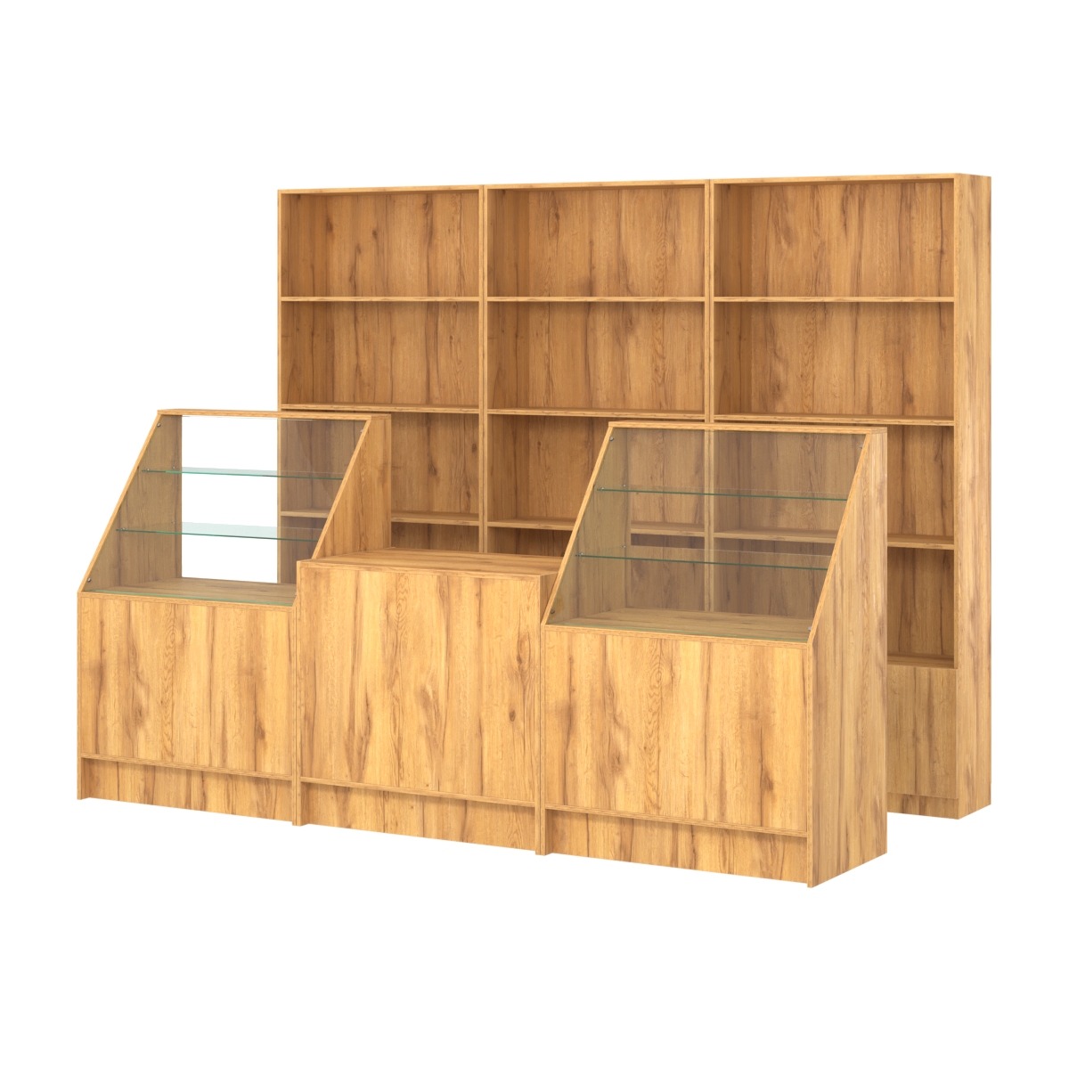 Комплект стеллажей ЭК-03 и прилавков ЭК-7 Дуб Золотистый