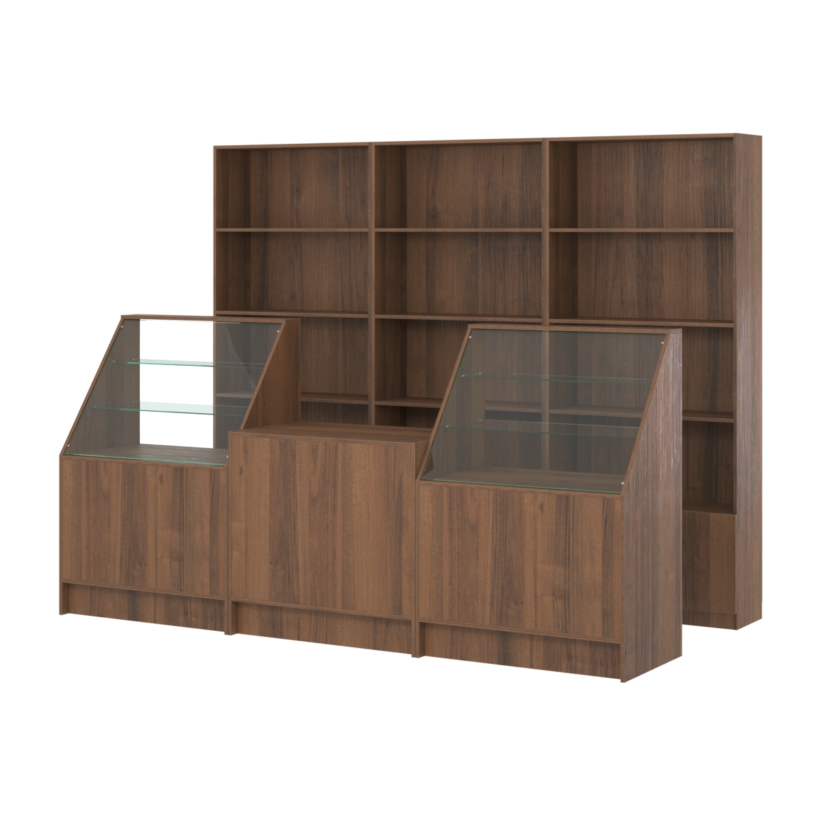 Комплект стеллажей ЭК-03 и прилавков ЭК-7 Орех