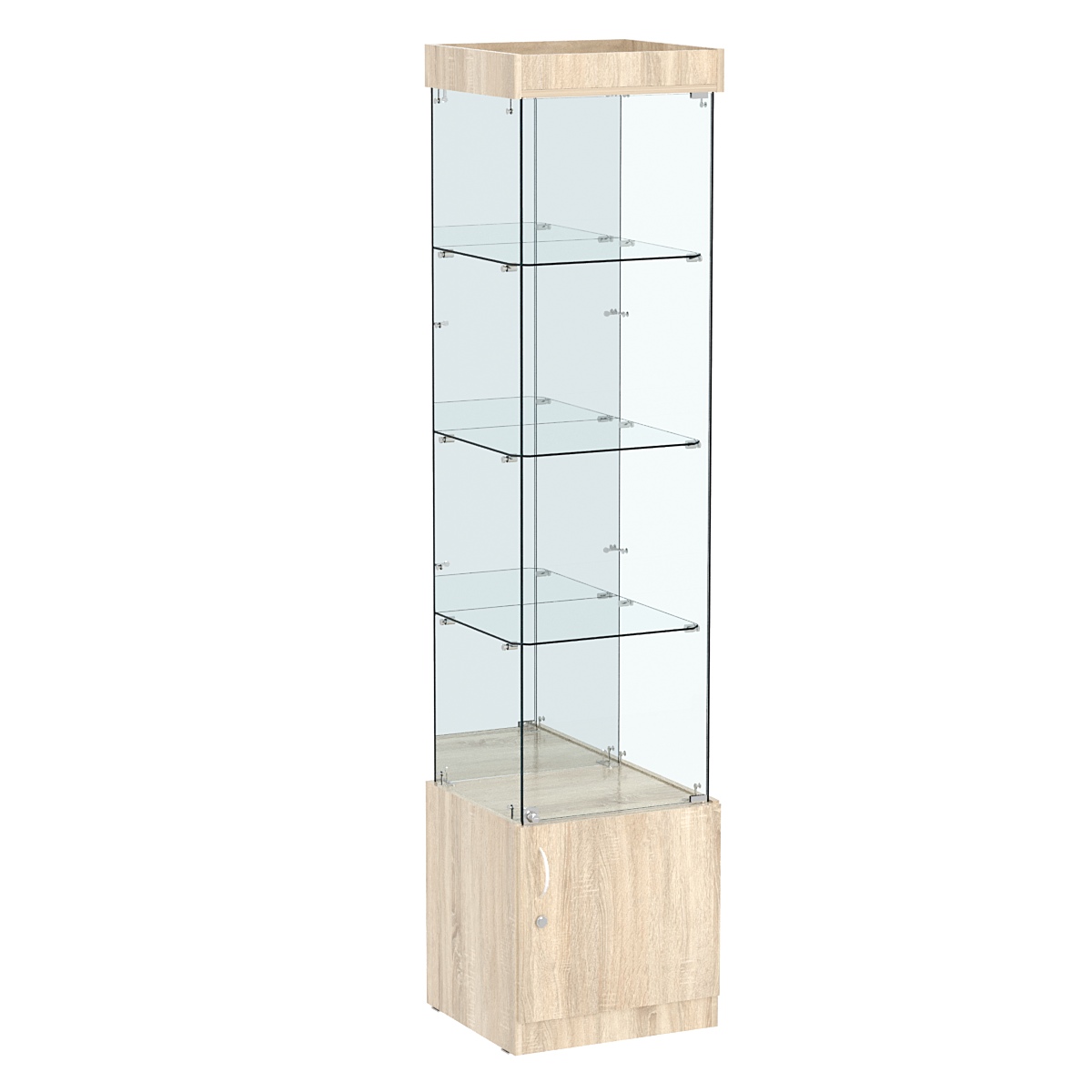 Витрина ИСТРА №4 стаканчик (задняя стенка - зеркало) Дуб сонома