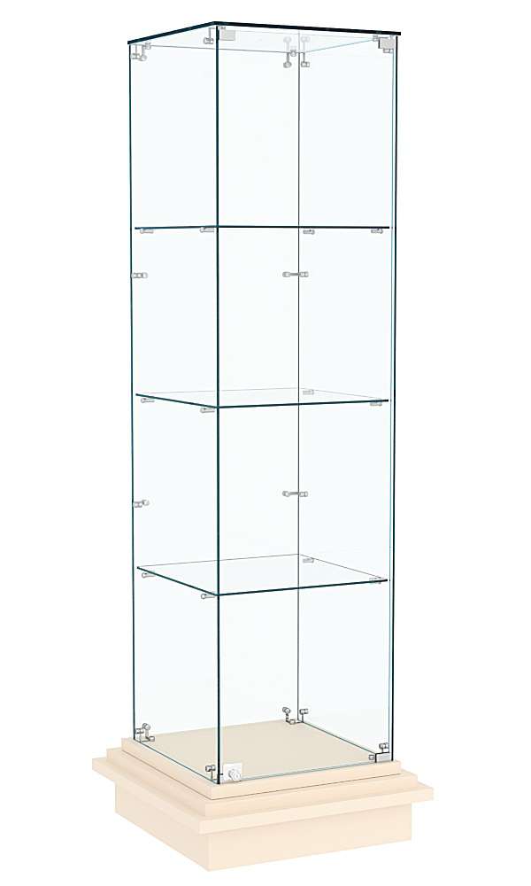 Витрина с тремя квадратными полками из стекла ЗИККУРАТ №1 Крем Вайс