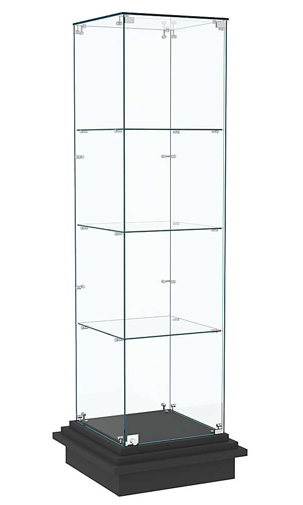 Витрина с тремя квадратными полками из стекла ЗИККУРАТ №1 Черный