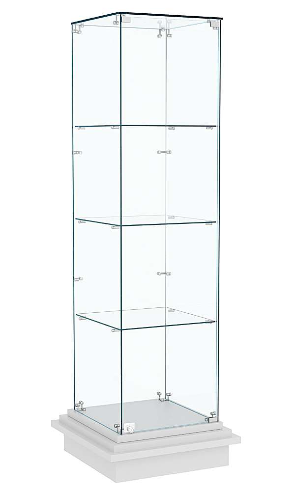 Витрина с тремя квадратными полками из стекла ЗИККУРАТ №1 Серый