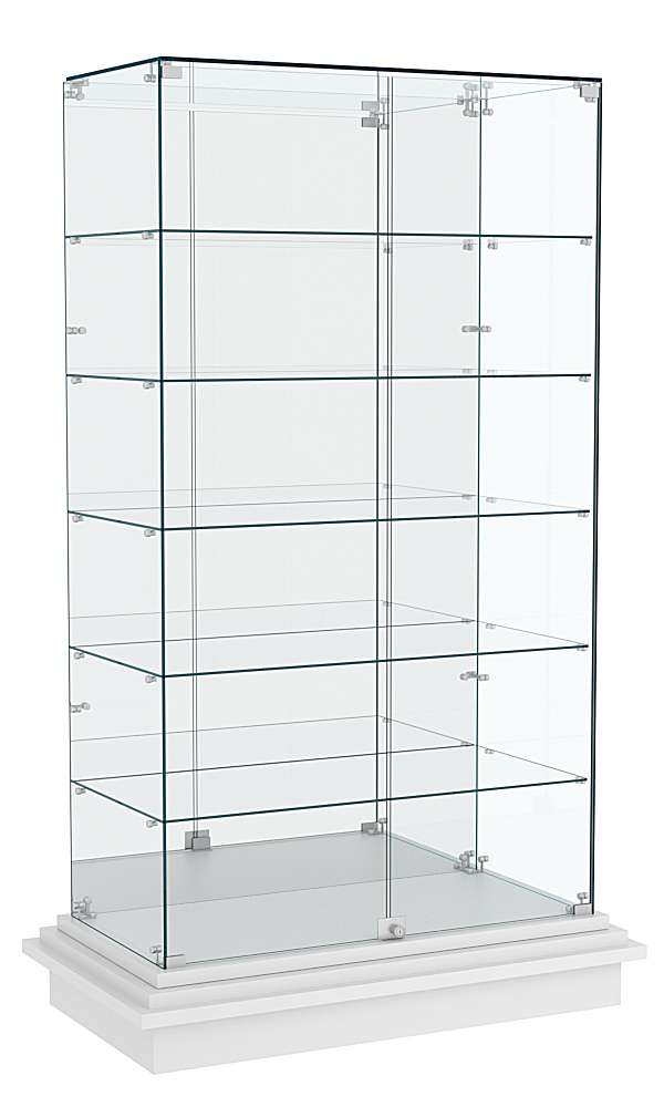 Витрина с прозрачными дверками и зеркалом ЗИККУРАТ №507 Серый