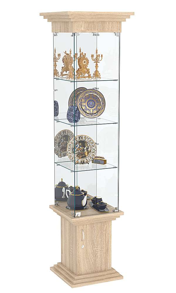 Витрина стаканчик с зеркалом и тремя полками ЦИТАДЕЛЬ №4 Дуб сонома