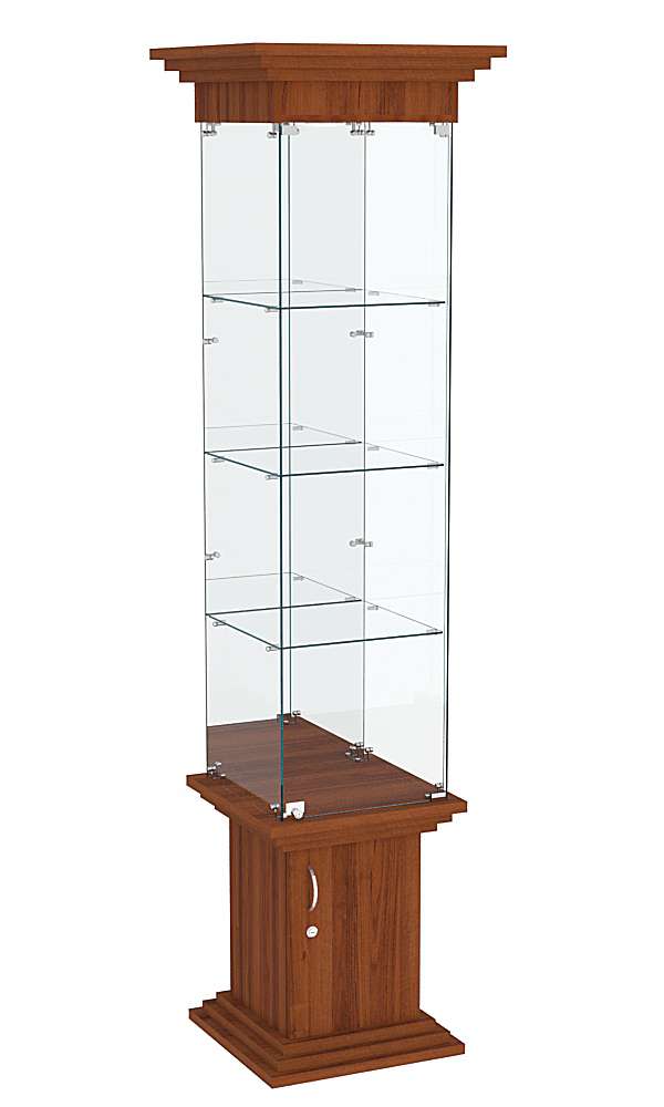 Витрина стаканчик с зеркалом и тремя полками ЦИТАДЕЛЬ №4 Орех