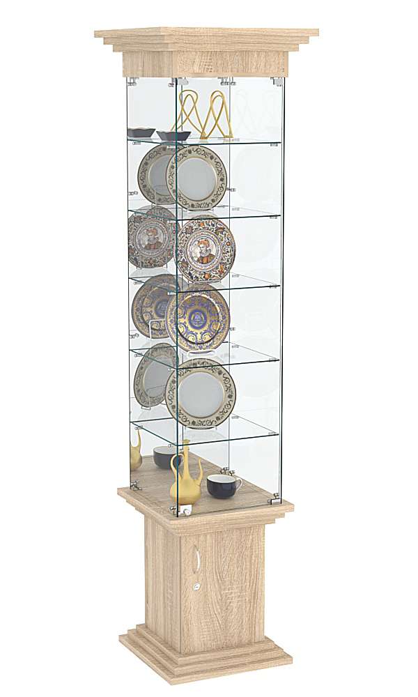 Витрина стаканчик с зеркалом и пятью полками в наличии ЦИТАДЕЛЬ №504 Дуб сонома