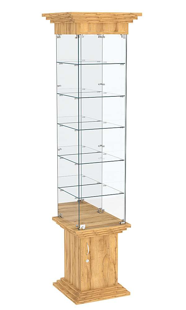 Витрина стаканчик с зеркалом и пятью полками в наличии ЦИТАДЕЛЬ №504 Дуб Золотистый