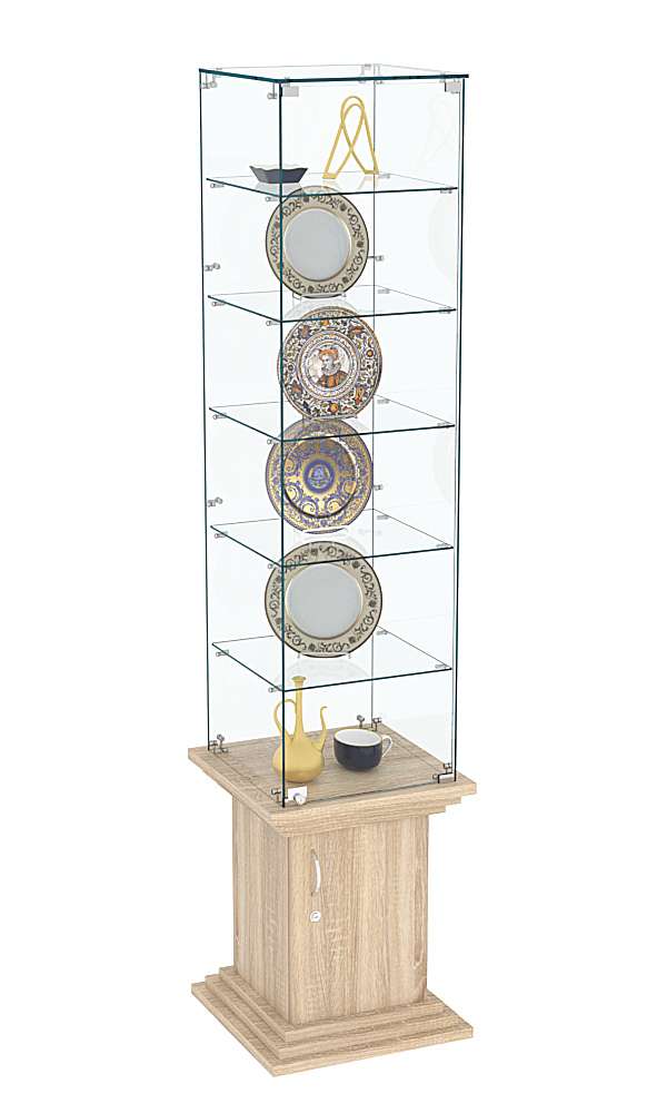 Витрина стаканчик с пятью полками прозрачная ЦИТАДЕЛЬ №506 Дуб сонома