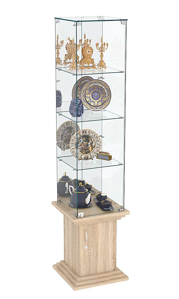 Витрина стаканчик с тремя полками и зеркалом ЦИТАДЕЛЬ №8 Дуб сонома