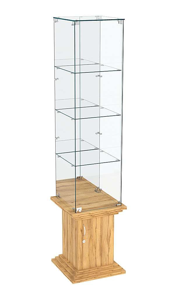 Витрина стаканчик с тремя полками и зеркалом ЦИТАДЕЛЬ №8 Дуб Золотистый