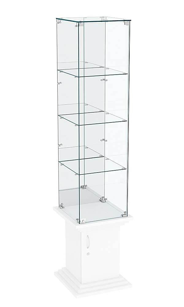 Витрина стаканчик с тремя полками и зеркалом ЦИТАДЕЛЬ №8 Белый