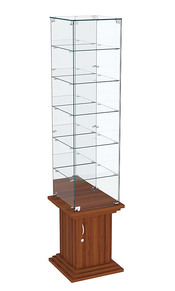 Витрина стаканчик с 5-ю полками и зеркалом ЦИТАДЕЛЬ №508 Орех