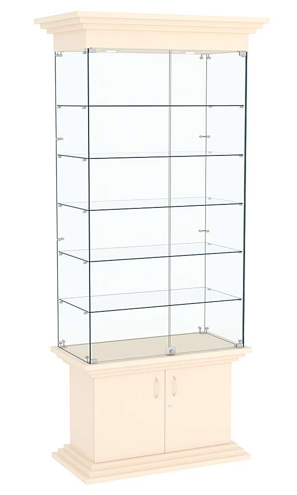 Витрина с дверками широкая с 5-ю полками ЦИТАДЕЛЬ №501 Крем Вайс