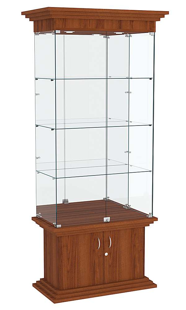 Витрина широкая с тремя полками и зеркалом ЦИТАДЕЛЬ №3 Орех