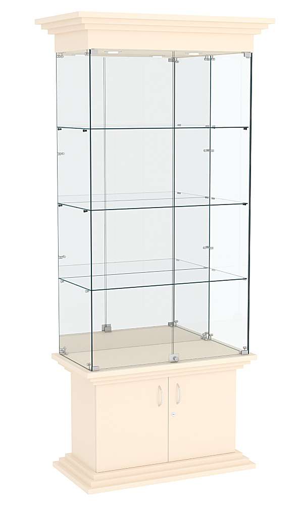 Витрина широкая с тремя полками и зеркалом ЦИТАДЕЛЬ №3 Крем Вайс