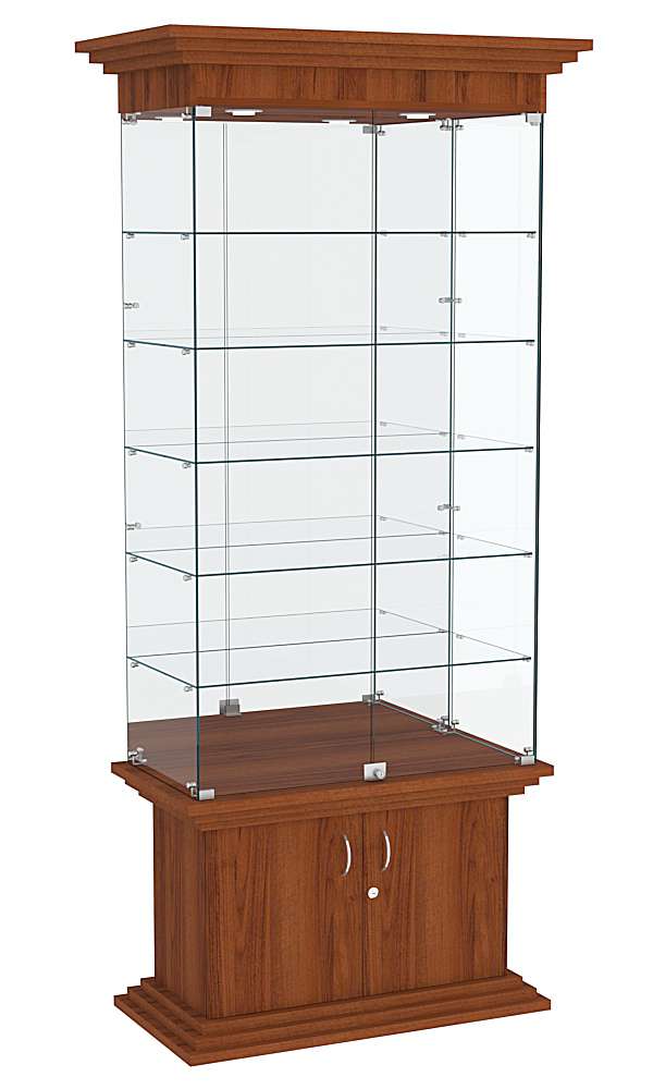 Витрина широкая с 5-ю полками и зеркалом ЦИТАДЕЛЬ №503 Орех