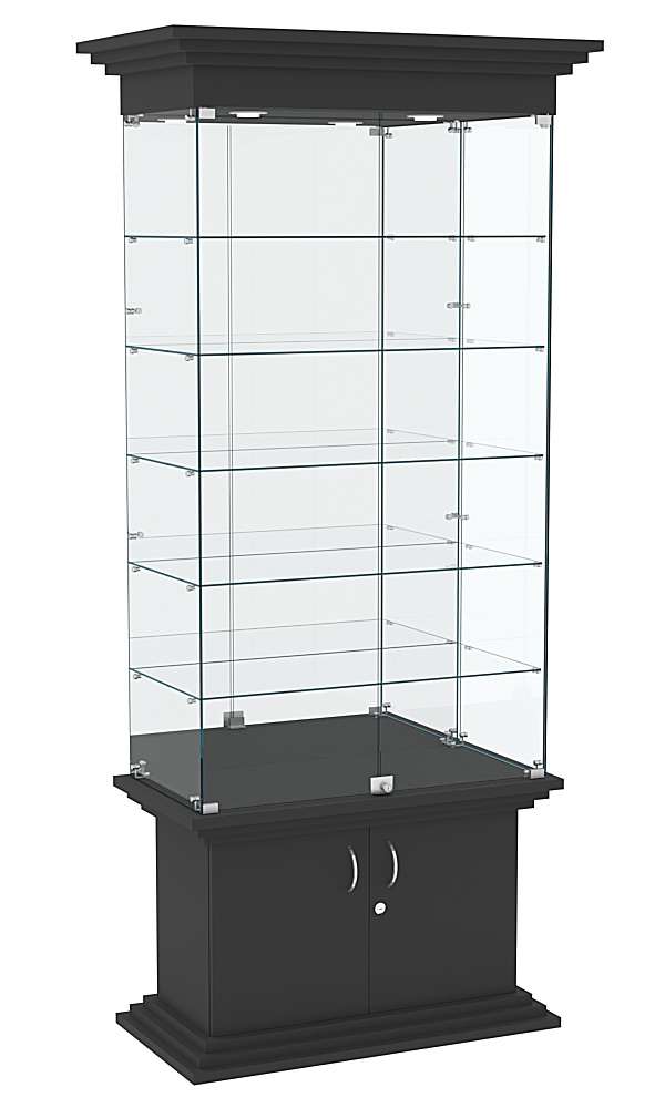 Витрина широкая с 5-ю полками и зеркалом ЦИТАДЕЛЬ №503 Черный
