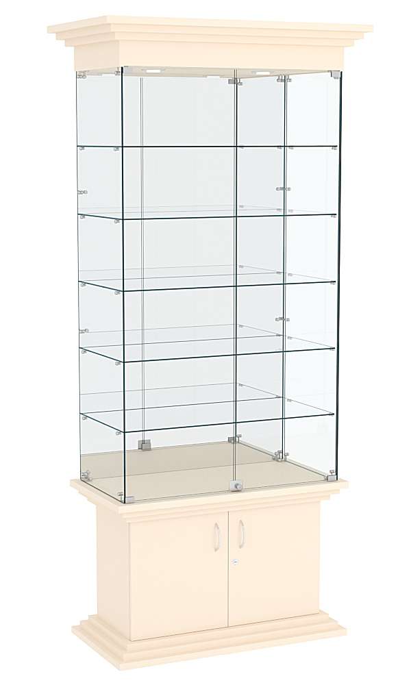 Витрина широкая с 5-ю полками и зеркалом ЦИТАДЕЛЬ №503 Крем Вайс