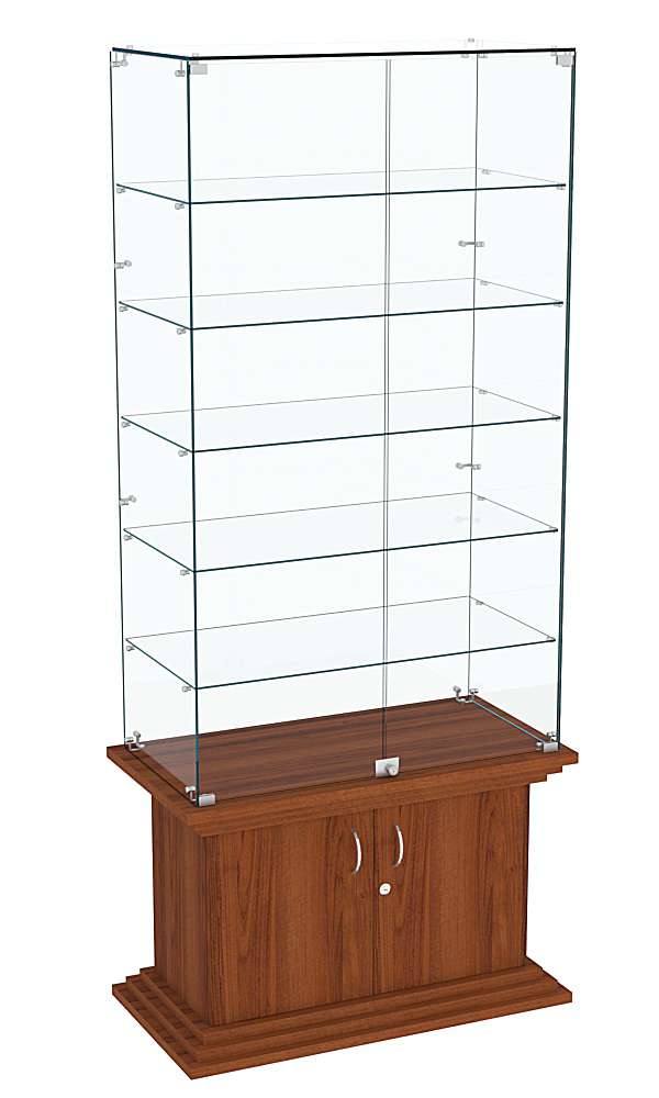 Витрина широкая прозрачная с 5-ю полками ЦИТАДЕЛЬ №505 Орех