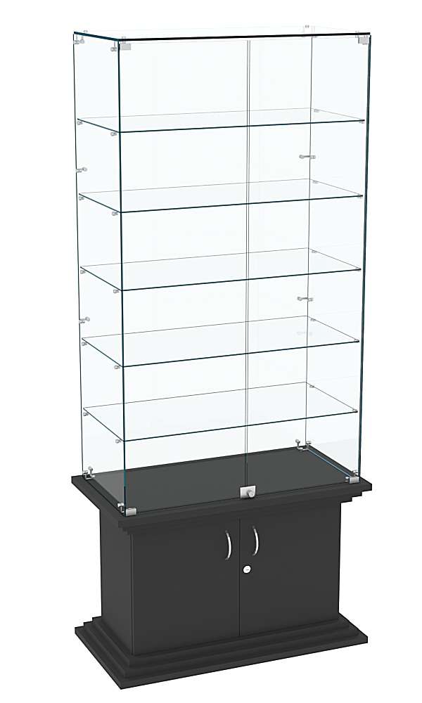 Витрина широкая прозрачная с 5-ю полками ЦИТАДЕЛЬ №505 Черный