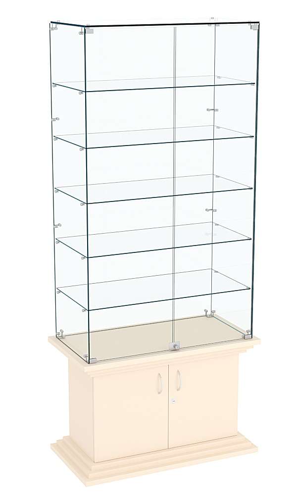 Витрина широкая прозрачная с 5-ю полками ЦИТАДЕЛЬ №505 Крем Вайс