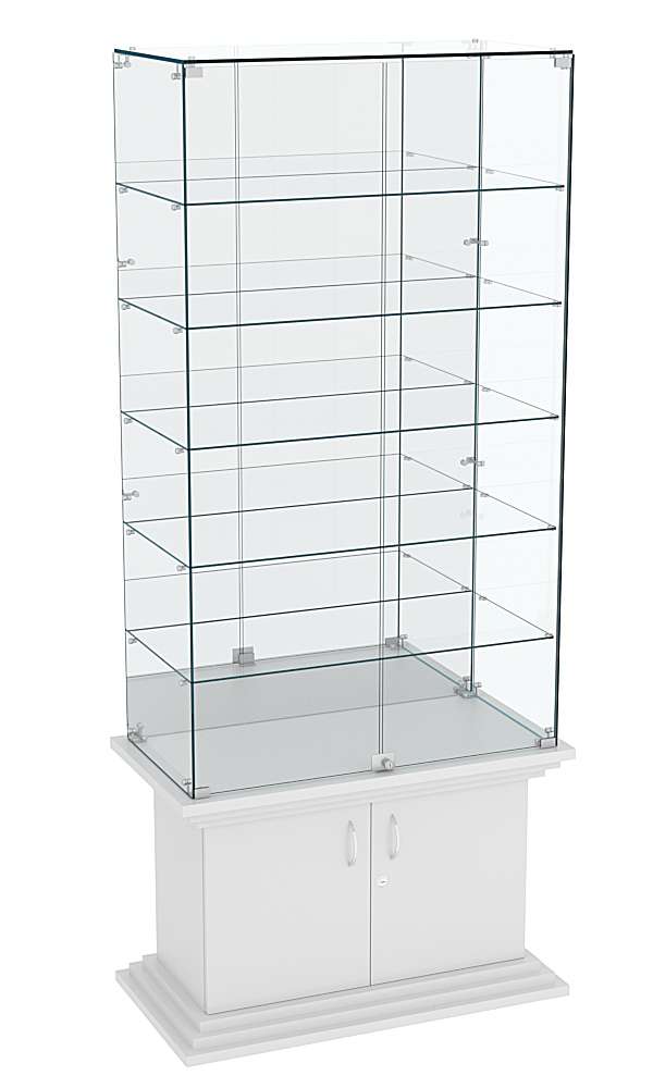 Витрина широкая с зеркалом и 5-ю полками ЦИТАДЕЛЬ №507 Серый