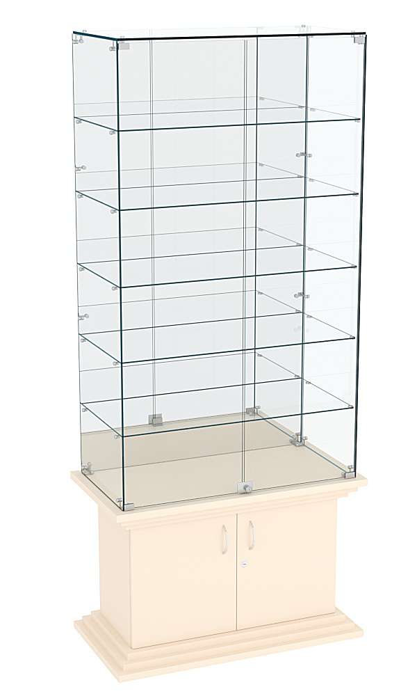 Витрина широкая с зеркалом и 5-ю полками ЦИТАДЕЛЬ №507 Крем Вайс