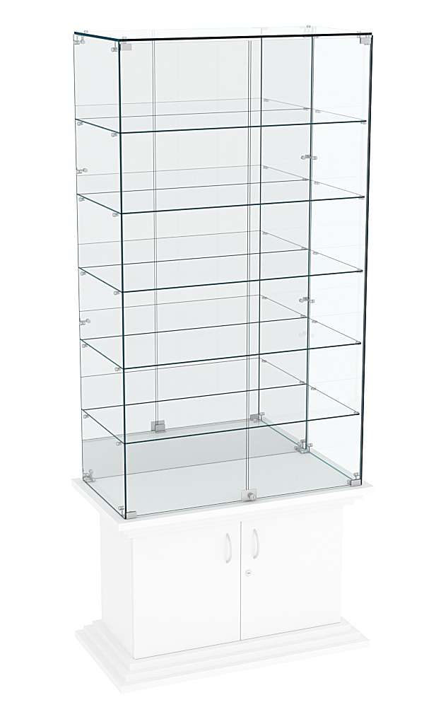 Витрина широкая с зеркалом и 5-ю полками ЦИТАДЕЛЬ №507 Белый