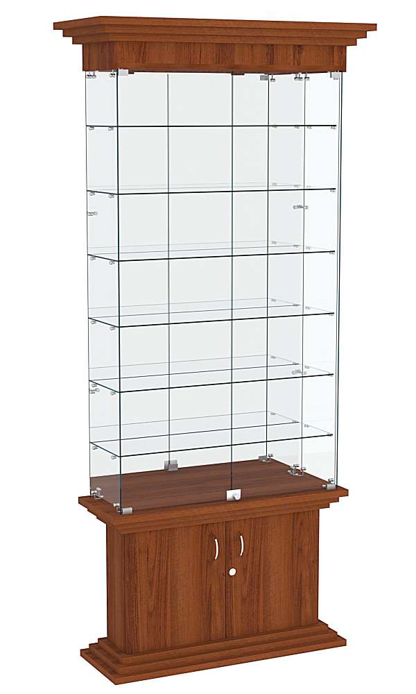 Витрина узкая с 6-ю полками и подсветкой ЦИТАДЕЛЬ №32 Орех