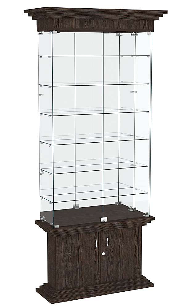 Витрина узкая с 6-ю полками и подсветкой ЦИТАДЕЛЬ №32 Дуб Венге