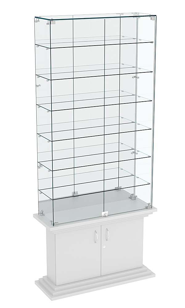 Витрина узкая с 6-ю полками зеркальная ЦИТАДЕЛЬ №34 Серый