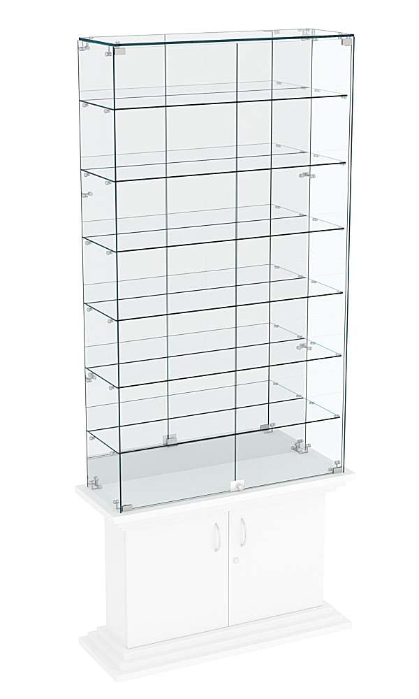 Витрина узкая с 6-ю полками зеркальная ЦИТАДЕЛЬ №34 Белый