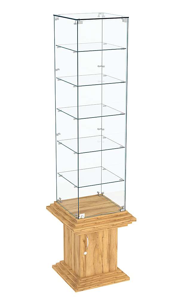 Витрина стаканчик с пятью полками прозрачная КОЛОСС №506 Дуб Золотистый