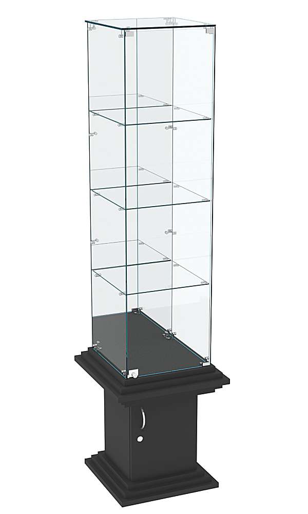 Витрина стаканчик с тремя полками и зеркалом КОЛОСС №8 Черный